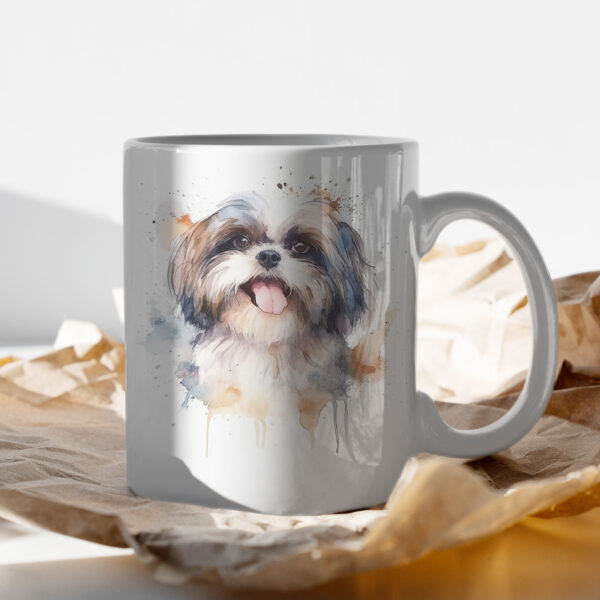 Shih Tzu WB0609 13 Чаша с ши тцу, акварелен портрет