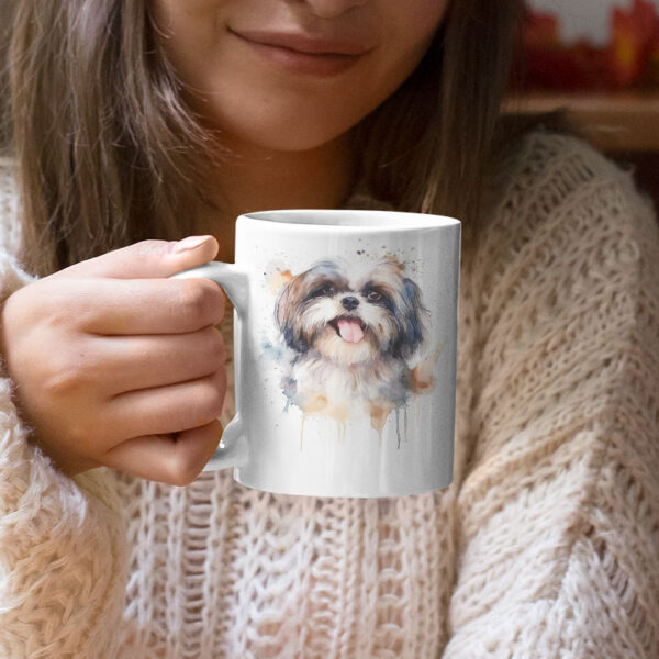 Shih Tzu WB0609 15 Чаша с ши тцу, акварелен портрет, керамична чаша 330 мл