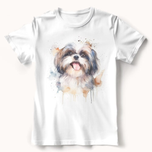 Shih Tzu WB0609 21 Тениска с ши тцу, акварелен портрет