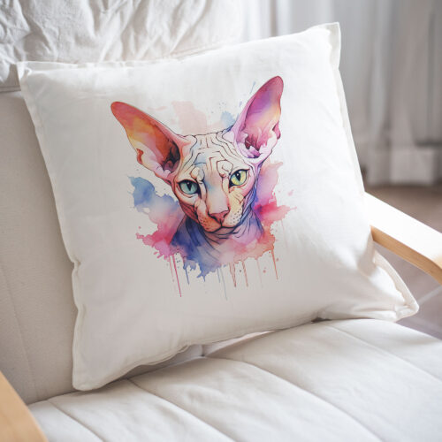 Sphynx cat WB0616 22 Възглавница с котка сфинкс в лилаво