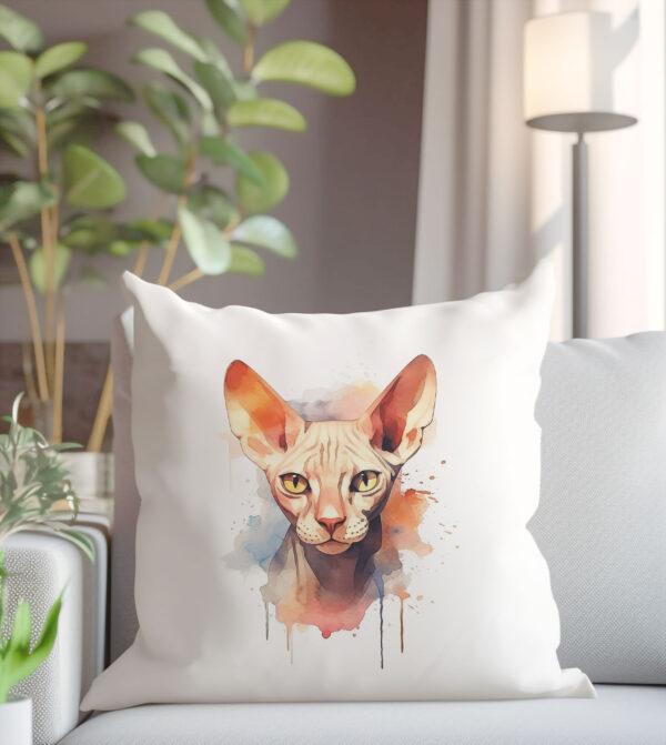 Sphynx cat WB0617 17 Възглавница с котка сфинкс с големи уши, калъфка 50х50 см