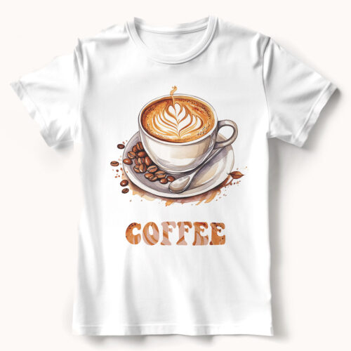 WB0674 23 Тениска с лате арт и надпис Coffee