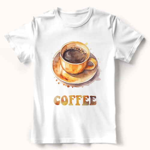 WB0676 23 Тениска с чаша черно кафе и надпис Coffee