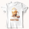 Тениска с високо кафе с крем и надпис Coffee
