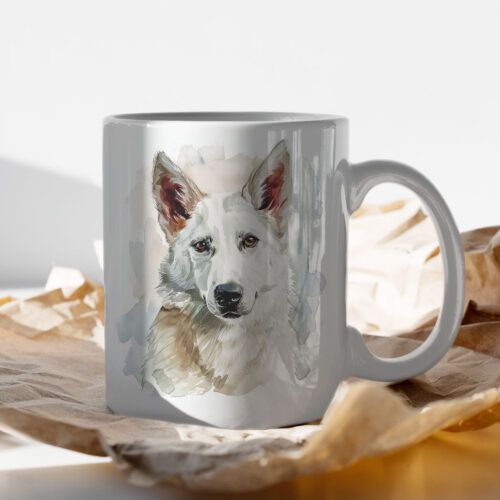 WB0713 white german shepherd 15 Чаша с бяла немска овчарка