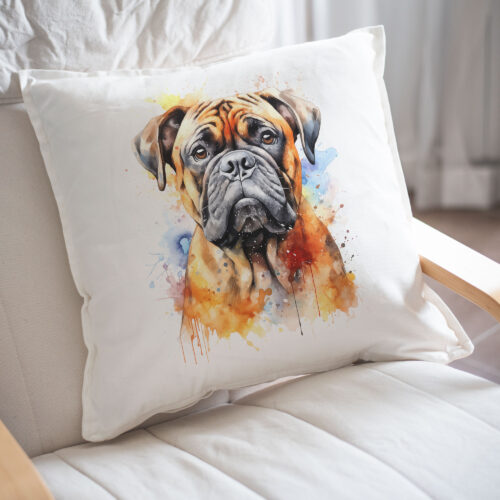 WB0726 Bullmastiff 24 Възглавница с булмастиф в цветен акварел