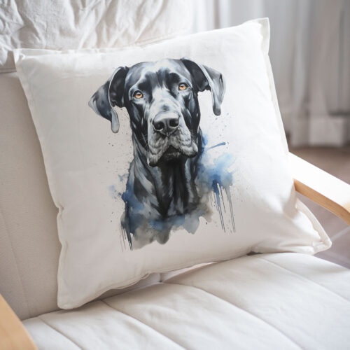 WB0734 Black Great Dane 24 Възглавница с черен немски дог