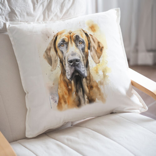 WB0735 Brown Great Dane 24 Възглавница с кафяв немски дог