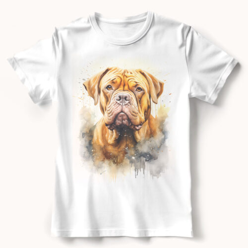 WB0736 Dogue de Bordeaux 23 Тениска с дог дьо бордо, акварелен портрет