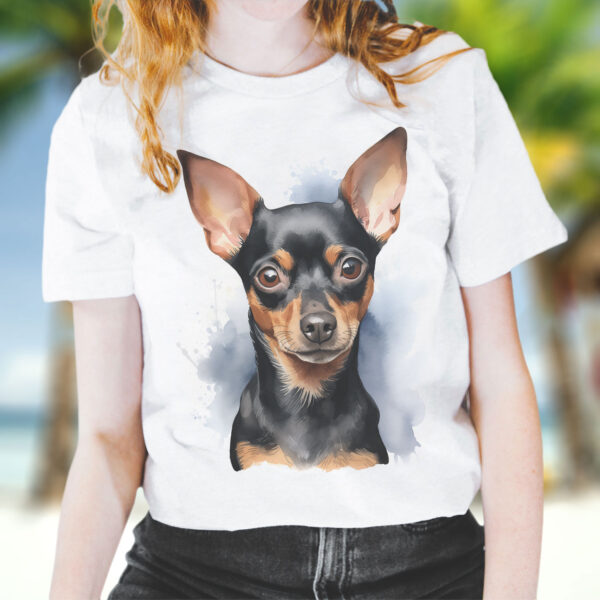 WB0740 Miniature Pinscher 20 Щампа: пинчер, акварелен портрет с изправени уши