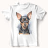 WB0740 Miniature Pinscher 23 Тениска с пинчер, акварелен портрет с изправени уши