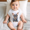 WB0740 Miniature Pinscher 3 Пинчер, акварелен портрет с изправени уши върху бял памук