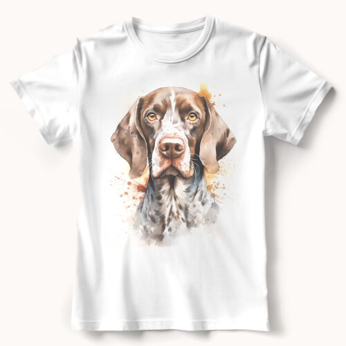 WB0741 German Shorthaired Pointer 23 Тениска с немски късокосмест пойнтер, акварел в кафяво