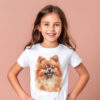 WB0743 Pomeranian 12 Тениска с померан с усмивка, акварелен портрет, унисекс кройка