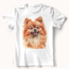 WB0743 Pomeranian 23 Тениска с померан с усмивка, акварелен портрет