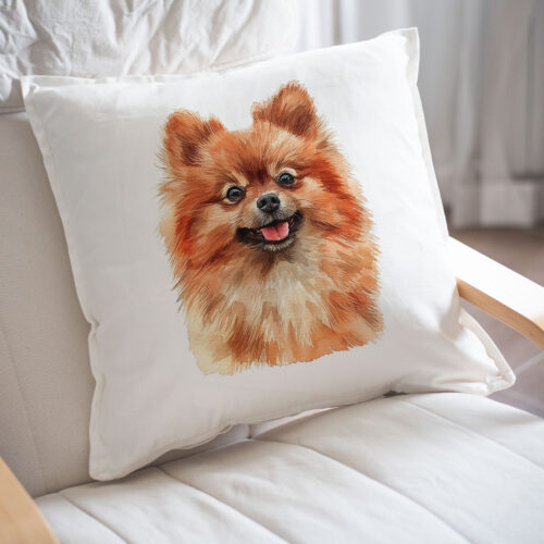 WB0743 Pomeranian 24 Възглавница с померан с рижава козина
