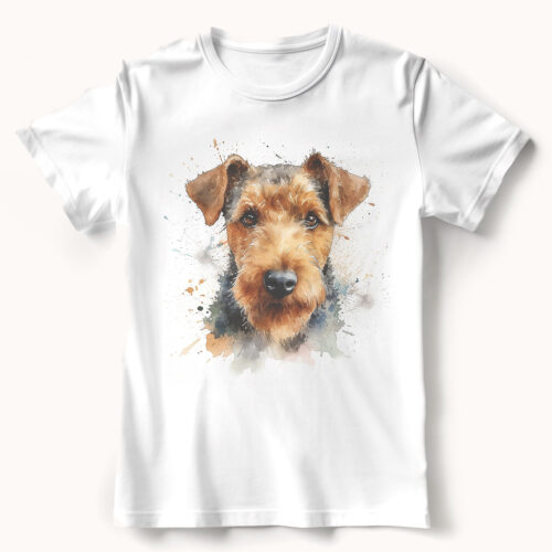 Welsh Terrier WB0626 21 Тениска с уелски териер, акварелен портрет