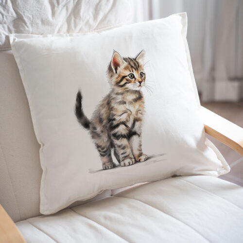 cat WB0493 22 Възглавница с малко раирано котенце