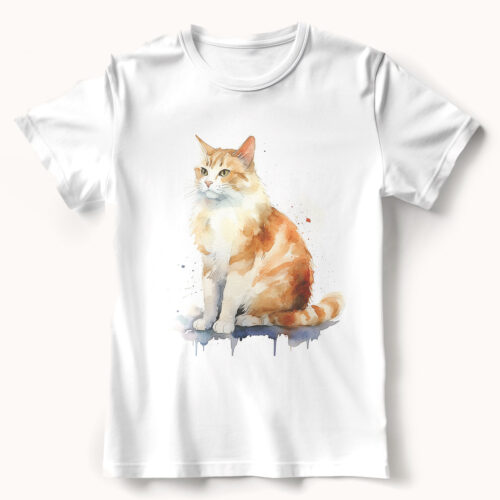 cat WB0498 21 Тениска с рижава котка, седнала в профил