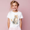 cat WB0500 11 Тениска с рижава котка в профил, акварел, детайл от щампата