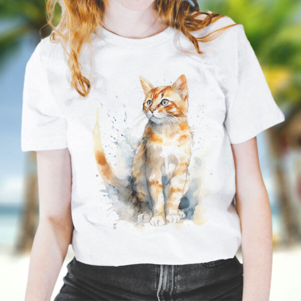 cat WB0500 18 Щампа: рижава котка в профил, акварел