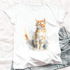 cat WB0500 20 Рижава котка в профил, акварел върху бял памук