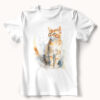 cat WB0500 21 Тениска с рижава котка в профил, акварел