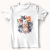 cat WB0506 21 Тениска с група котки, акварелен портрет