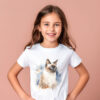 cat WB0508 10 Тениска със сиамска котка, акварелен портрет, унисекс кройка