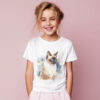 cat WB0508 11 Тениска със сиамска котка, акварелен портрет, детайл от щампата