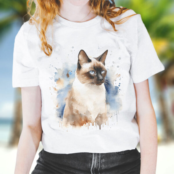 cat WB0508 18 Щампа: сиамска котка, акварелен портрет