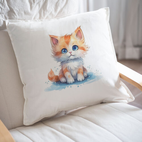 cat WB0511 22 Възглавница с рижаво котенце със сини очи