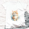 cat WB0619 20 Рижаво котенце, акварел с бледосини акценти върху бял памук
