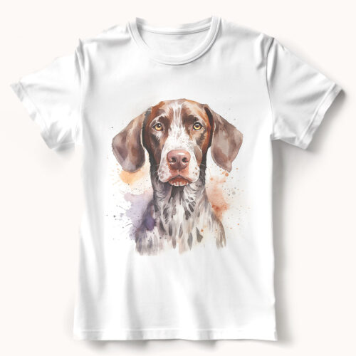 german pointer WB0552 21 Тениска с немски късокосмест пойнтер, акварел