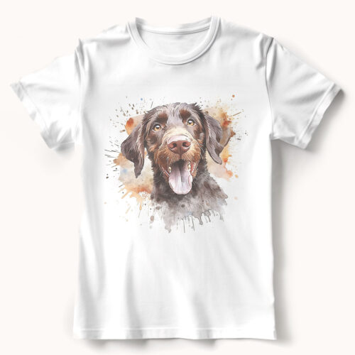 german_wirehaired_pointer WB0620 21 Тениска с немски пойнтер с изплезен език, акварел