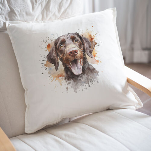 german_wirehaired_pointer WB0620 22 Възглавница с немски пойнтер с изплезен език