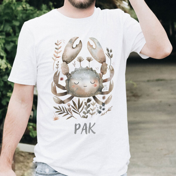 WB0787 rak 22 Детска тениска със зодия Рак, бял органичен памук