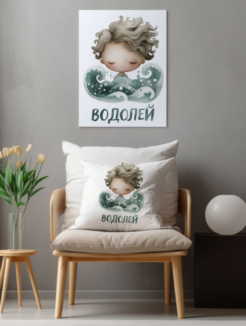 Възглавница със зодия Водолей, калъфка 50х50 см