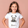 Panda WB0952 15 Детска тениска с панда, седнала, бял органичен памук