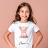 Pig WB0938 15 Детска тениска с прасенце, седнало, бял органичен памук