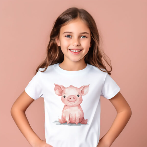 Pig WB0938 17 Прасенце, седнало върху бял памук