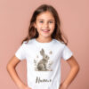 Rabbit WB0947 15 Детска тениска със зайче сред тревички, бял органичен памук