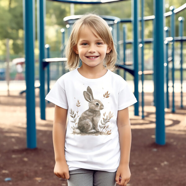 Rabbit WB0947 18 Детска тениска със зайче сред тревички, унисекс кройка