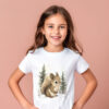 Squirrel WB0909 17 Детска тениска с катеричка пред борче, бял органичен памук