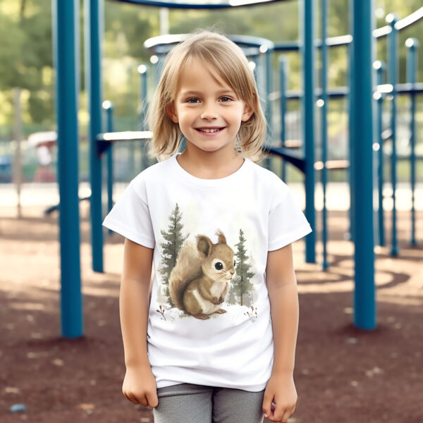 Squirrel WB0909 18 Детска тениска с катеричка пред борче, унисекс кройка