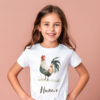 Chicken WB0975 15 Детска тениска с петел, бял органичен памук