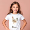 Chicken WB0976 15 Детска тениска с кокошка, бял органичен памук