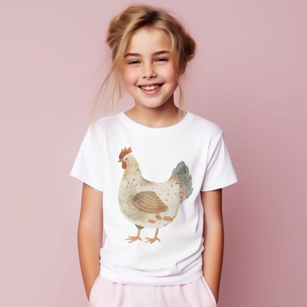 Chicken WB0976 19 Детска тениска с кокошка, детайл от щампата