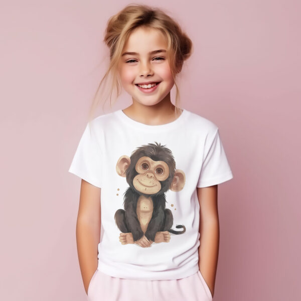 Chimpanzee WB0968 19 Детска тениска с маймунка, унисекс кройка