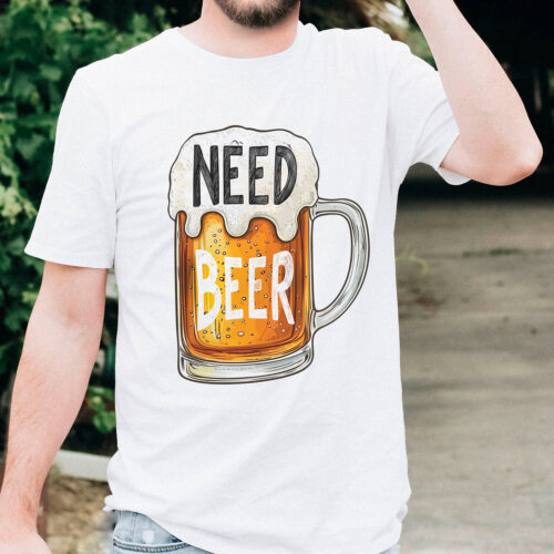 Тениска с халба бира и надпис Need Beer